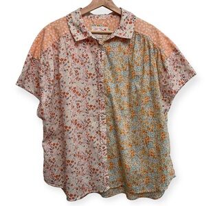 American Eagle Mixed Floral Oversized 100% Cotton Resort Shirt